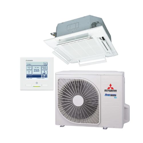 MITSUBISHI Ceiling Cassette FDT100AVSAWVH 10kW 3 Phase | RC-EXZ3A Wired Controller Included